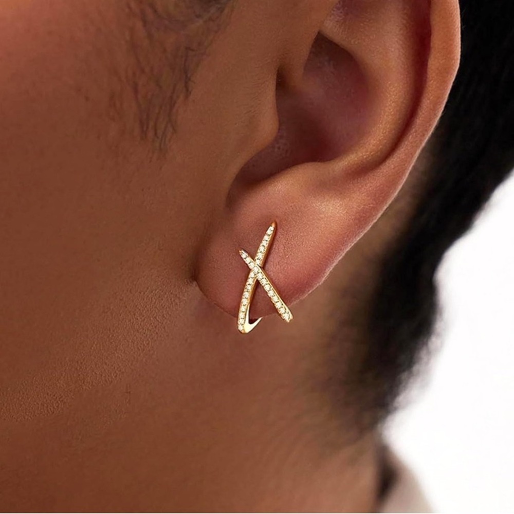 14K Gold Plated Crossover Earrings